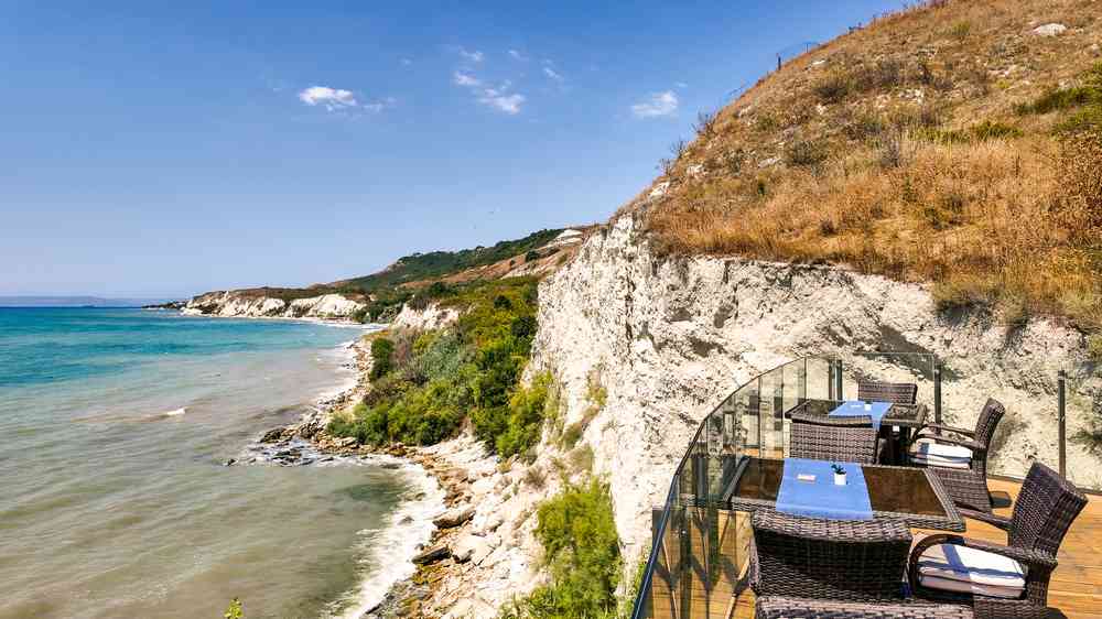 Cliffside restaurant with sea view