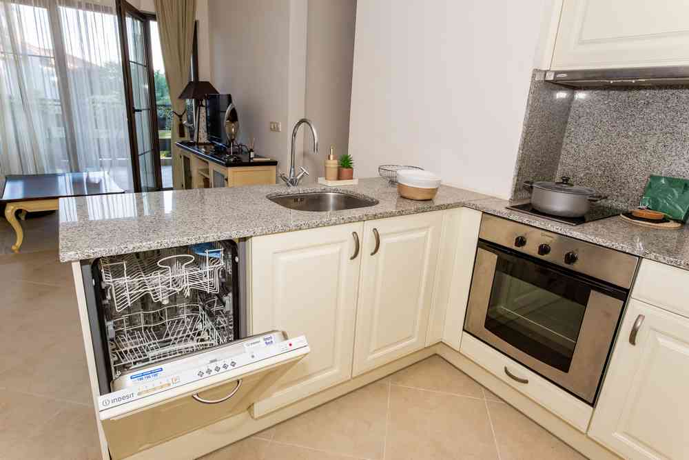 Kitchen with dishwasher and oven